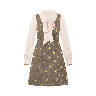 Even一雯【人间碎星】韩系高智法式秋冬精致千金感无袖叠搭连衣裙