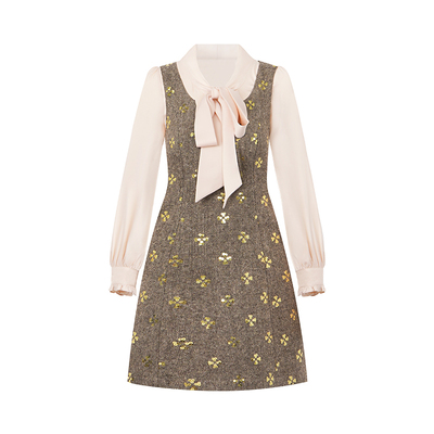 Even一雯【人间碎星】韩系高智法式秋冬精致千金感无袖叠搭连衣裙