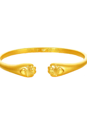 古法沙金猫爪开口手镯不掉色