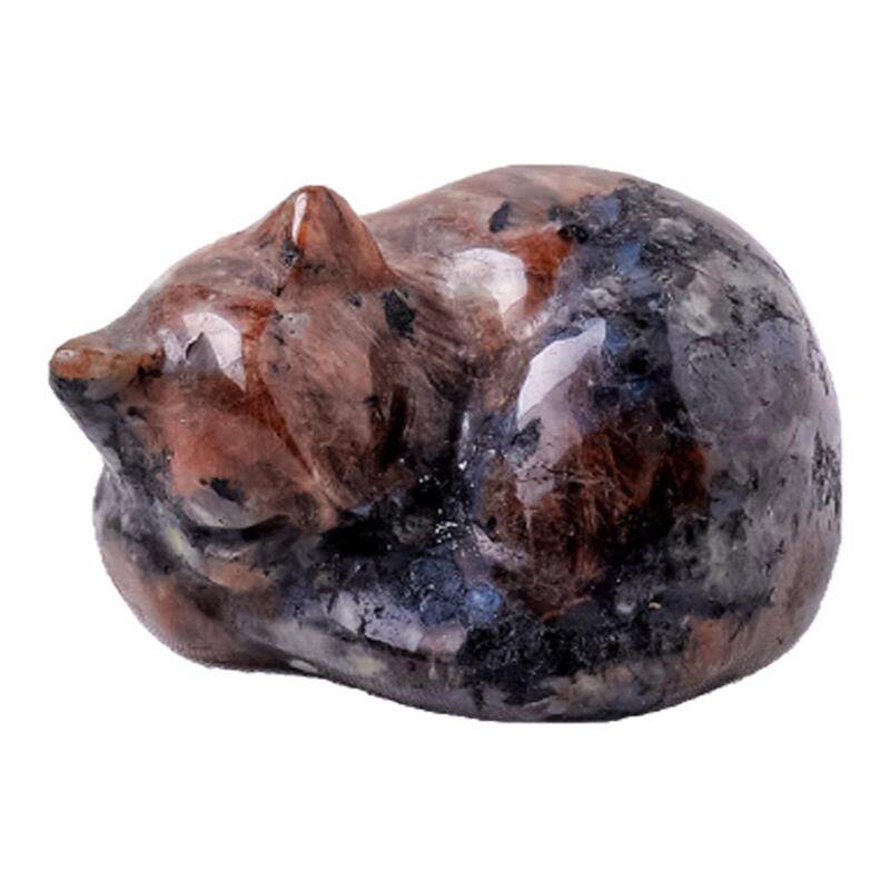 水晶彩色可爱猫咪雕刻工艺品摆件