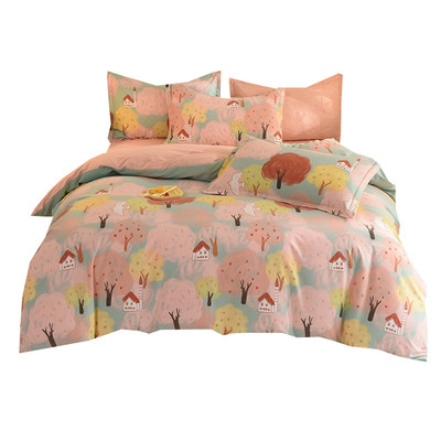 加厚床上四件套纯棉全棉磨毛被套