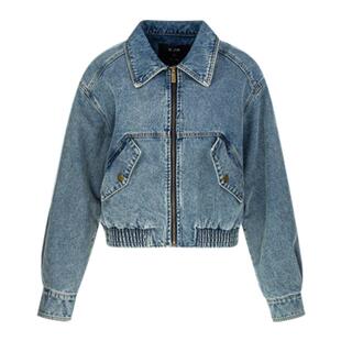 HAVVA轻解构设计感牛仔短外套下摆松紧女士上衣2026年春季W3-1939