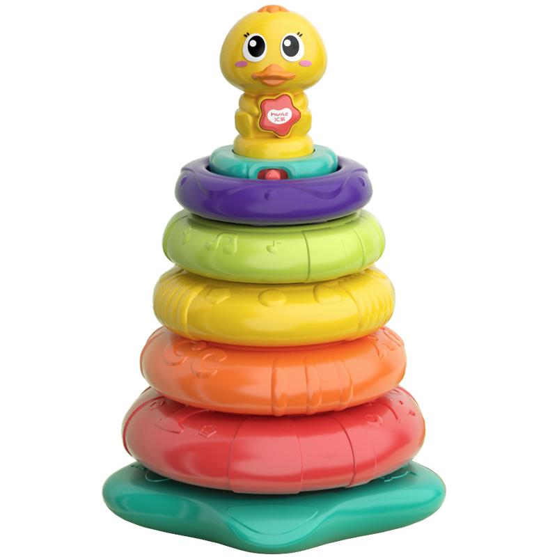汇乐叠叠乐婴儿可啃咬6个月宝宝益智套圈玩具 彩虹圈早教幼儿堆叠