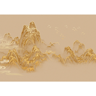 千里江山图壁布2026新款轻奢新中式山水壁纸客厅靠山背景墙布壁画