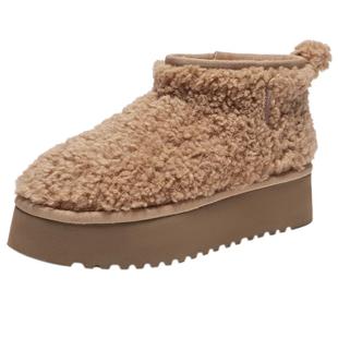 热风加绒雪地靴女鞋2025年冬季新款保暖时尚毛绒棉鞋松糕底短筒靴