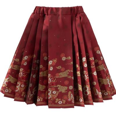 戴维贝拉女童国风半身裙冬装新款中大童新年马面裙儿童裙子童装