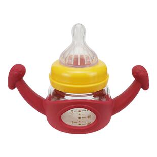 婴儿宽口径迷你玻璃小奶瓶60ml宝宝学饮杯手柄重力球吸管喝水鸭嘴