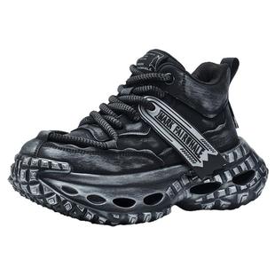 马克华菲女鞋2025新款冬季运动老爹鞋女款增高黑色厚底鞋女轮胎鞋