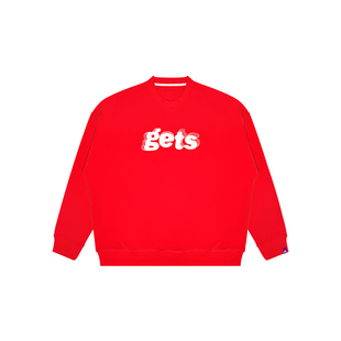 【左航同款】重磅全棉红色印花潮牌国潮宽松休闲情侣款套头卫衣