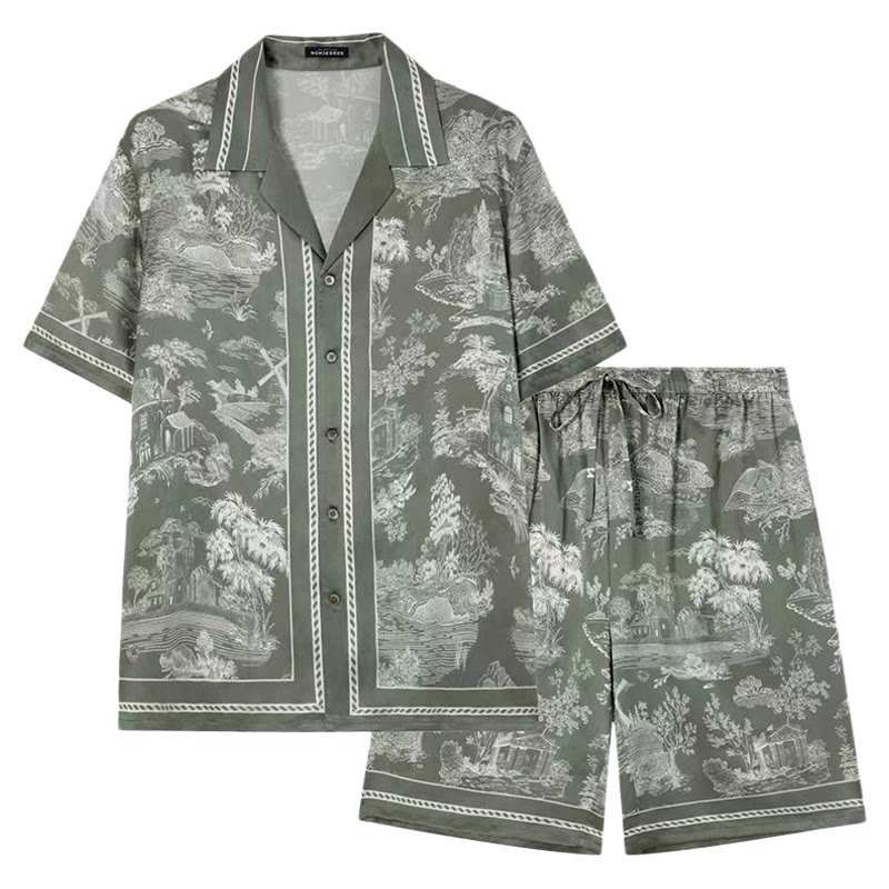 舒雅铂雅男士纯桑蚕丝家居服套装