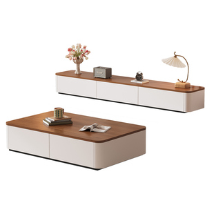 电视柜客厅家用2025新款小户型轻奢高级感实木落地茶几电视柜组合