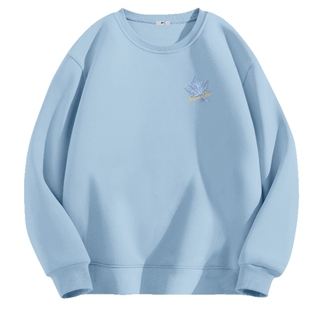 回力男士卫衣秋季新款蓝色枫叶印花上衣男生高级感宽松休闲外套A