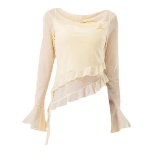 古典舞服装仙气蝴蝶网纱长袖身韵上衣中国民族舞蹈形体集训练功服