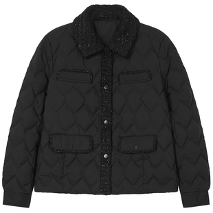 曼德诗小香风羽绒服女2025冬季新款纯色简约百搭显瘦短款保暖外套