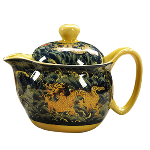 景德镇大号青花茶壶 陶瓷功夫茶具手抓壶红茶壶水壶大容量双层壶