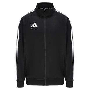 阿迪达斯2025春外套男女黑白新款休闲运动立领梭织夹克TR30JR-BW