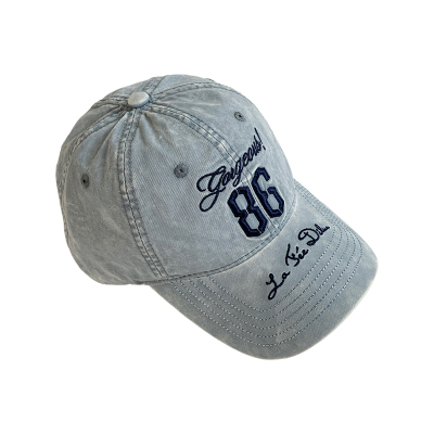 韩系刺绣水洗牛仔蓝色棒球帽女款