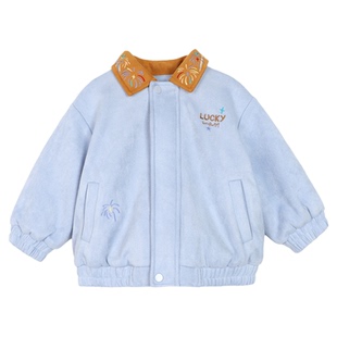 小O爸男婴童 宝宝夹棉外套冬季保暖2026新款婴儿撞色翻领棉服