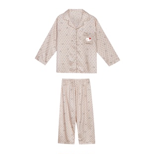 馨帮帮Homedress 秋季卡通波点冰丝睡衣女亲肤长袖长裤家居服套装