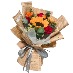 流星雨牛皮纸鲜花包装纸复古英文报纸礼物花束包花纸材料花艺资材