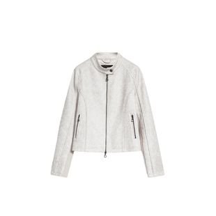 Desigual合体仿麂皮拼接针织立领长袖女士外套