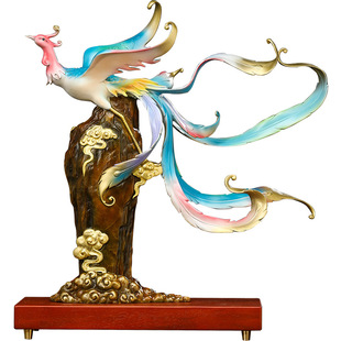 凤舞九天铜凤凰摆件招财老板办公室客厅玄关酒柜装饰开业乔迁礼品