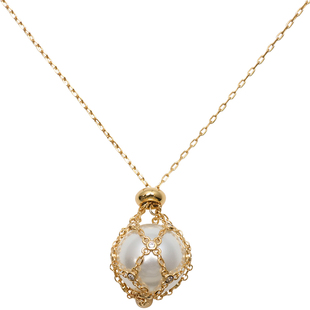 方糖家 高档网兜珍珠水滴吊坠项链小众设计感项链女轻奢毛衣链女