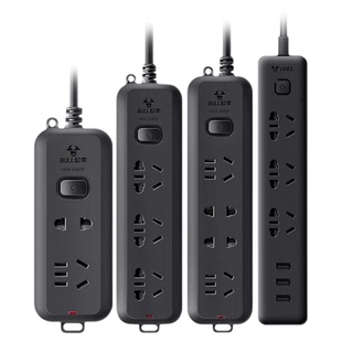 公牛插座黑色家用多功能过载保护多孔电源插排插线板接线板带线