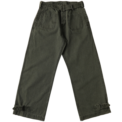 M35法国摩托车兵11OZ格纹珠帆布水洗褪色休闲阔腿裤 MBBCAR窄幅