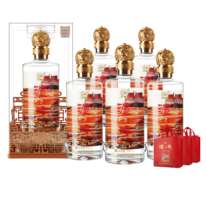 泸州醇浓香型白酒52度整箱500ml*6瓶纯粮食酒礼盒装送礼结婚喜酒