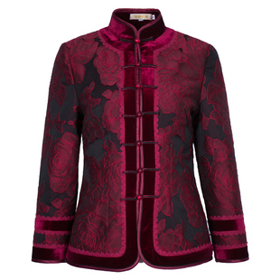 华族经典对襟女式唐装小棉袄优雅高贵中式盘扣夹棉冬款旗袍上衣女