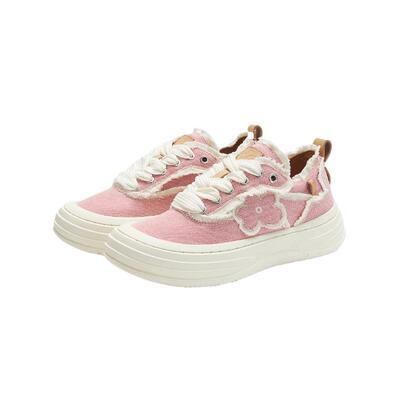 Weflower春夏新款男女百搭运动时尚休闲鞋厚底小花鞋透气国潮板鞋