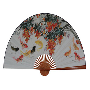 5年扇面不下坠质保*花鸟.人物*背景墙装饰大挂扇工艺大扇子大画扇