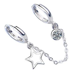 适合夏天戴的耳钉三耳洞S925银耳坠连体圆圈耳环一体式耳扣冷淡风