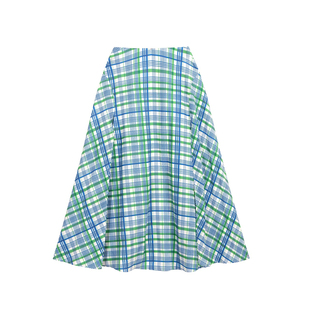 OTHERSTORE 薄雾森林 双开叉伞型格纹半身裙女春夏新款显瘦长裙子