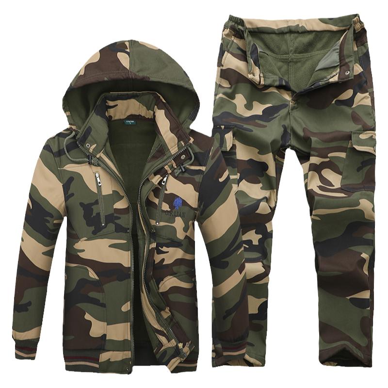 冬季加绒工作服套装男加厚纯棉耐磨劳保服电焊工服防烫阻燃迷彩服