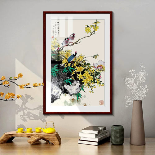 新款田世光中式客厅装饰画沙发背景墙三联画挂画餐厅卧室玄关壁画
