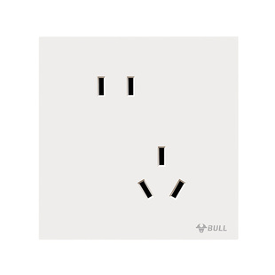 公牛蝶翼超薄肤感G57插座奶油风五孔哑光暮雪白开关大面板米绒白