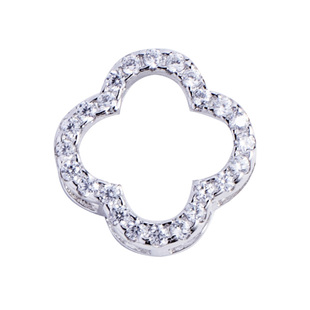 999足银吊坠女单坠S925银四叶草铂金色碎冰冰挂件项坠单坠不含链