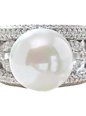 奢华气质贝母珍珠925银戒指