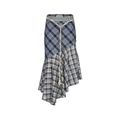 IFBYLAND拼接格纹系列鱼尾半裙