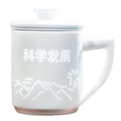 鹏博高温瓷中式办公玲珑过滤茶杯