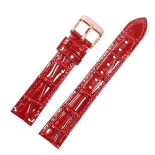 适配飞亚达四叶草真皮手表带女士倾城系列红色亮光牛皮带14 16mm