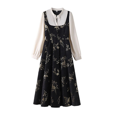 微胖mm大码修身新中式连衣裙修身