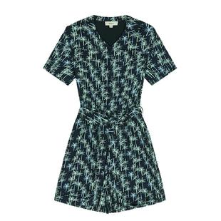 【专柜正品】Hazzys哈吉斯Y字领印花短袖连体裙裤夏季女