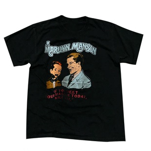 Marilyn Manson休克摇滚风格半袖复古卡通插画美式复古短袖T恤