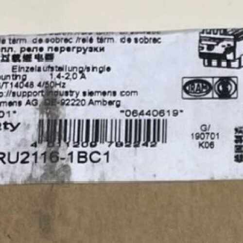 询价-热过载继电器，型号3RU2116-1BC1，1.4