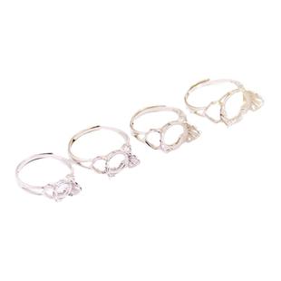 S925纯银戒指空托女款可转动对孔圆珠转运珠DIY蜜蜡松石7 8 10 12