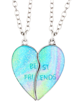 拼接爱心项链好朋友纪念友谊礼物