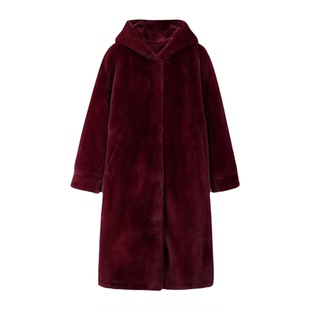本命年大红女装COCO皮草外套冬季毛绒皮毛一体宽松连帽水貂大衣厚